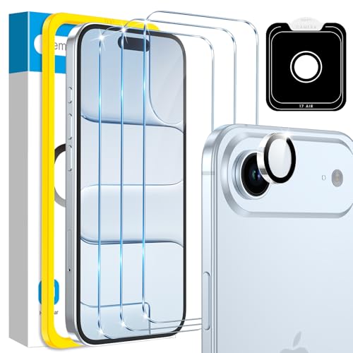 Fotbor Compatible for 3 Pack iPhone Air Screen Protector With 1 Set Camera Lens Protector, 2025 Upgrade 9H+ Premium Tempered Glass 17air, Easy Installation Kits, 6.5 inch - size: iPhone Air-6.5 inch