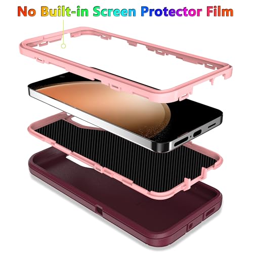 MXX Case Designed for S24 Plus Compatible with S25 Plus/ S24 Plus 3-Layer Super Full Heavy Duty Body Bumper Cover/Shock Protection/Dust Proof, case 5g 2024 (Plum/Pink) - color: Plum/Pink, size: Galaxy S24+ / S25+