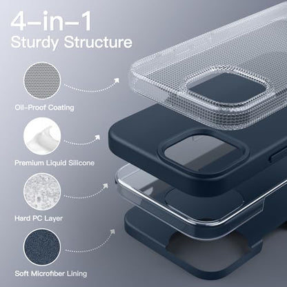 JETech Silicone Case for iPhone 15, Navy | Silky Soft Touch, Shockproof Protection, Scratch Resistant, Microfiber Lining - color: Navy, size: iPhone 15