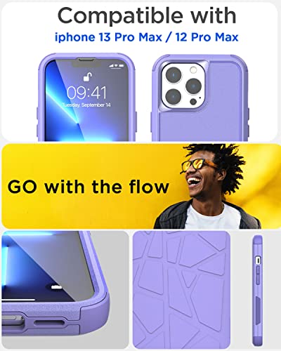AICase for iPhone 13 Pro Max/iPhone 12 pro max Case,Heavy Duty Protective Phone Case Military Full Body Protection Shockproof/Dustproof/Drop Proof Rugged Durable Light Purple - color: Light purple