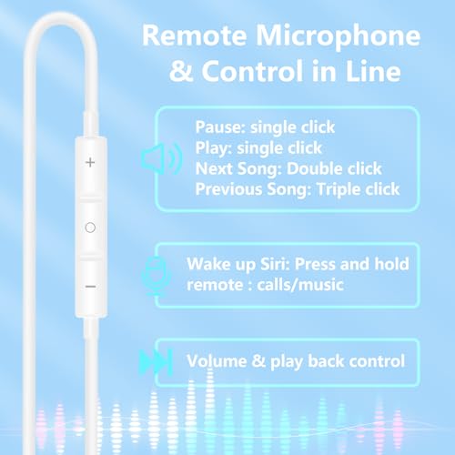 [Apple MFi Certified] 2 Pack Lightning Wired Earbuds for iPhone Plug & Play