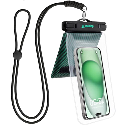 Universal Waterproof Phone Pouch [Double Space] IPX8 Dry Bag with Lanyard for iPhone 16 15 14 13 12 Pro Max XS XR X Galaxy S25 S24 S23 Ultra, Fit All Phones Up to 8'', Black/Green - color: Black/Green