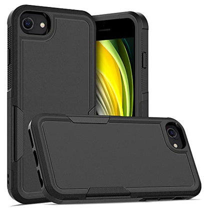 Heavy‑Duty Rugged Anti‑Drop Shockproof Protective Phone Case for iPhone SE 3rd/2rd, iPhone 8/7 Case, Durable Protective Shell, Black - color: Black, size: iPhone 7/8/SE2/SE3
