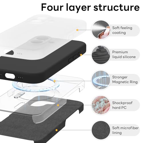 Vooii Magnetic for iPhone 17 Case, Compatible with Magsafe (Premium Liquid Silicone) (Integrated Camera Control Button) Full Body Protective Anti-Scratch Microfiber Lining 6.3", Black - color: Black, size: iPhone 17