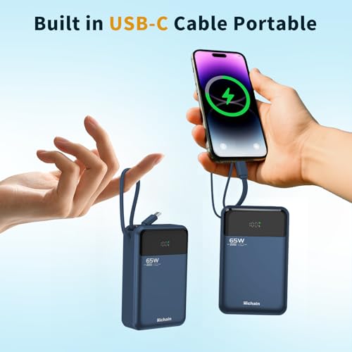 Hichain Laptop Power Bank 65W Portable Charger 20000mAh Blue - color: Blue