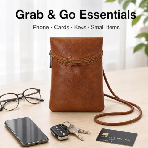 Small Crossbody Women Cell Phone Purse Wallet Bag With Shoulder Strap - color: Russet/Pull-up-pvc