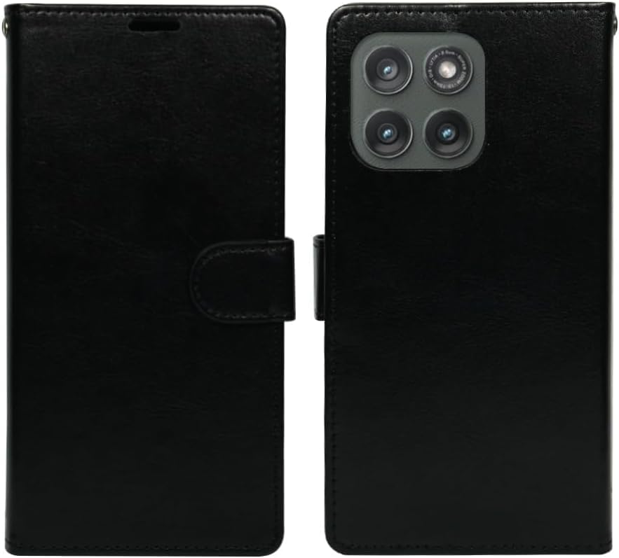 Zase for Motorola Moto G 5G (2025/2026) & Moto G Play (2026) Wallet Phone Case [RFID Blocking] Flip Cover Pouch PU Leather Strong Magnetic Closure w/Kickstand Card Slot Wrist Strap (Luxury Black) - color: Luxury Black
