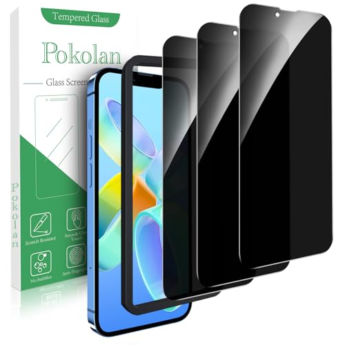 Pokolan Privacy Screen Protector for iPhone 13 Tempered Glass Film - size: iPhone 13