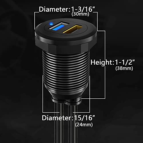 Alloy USB 3.0 & HDMI Male to Female Car Mount Flush Cable 1ft - style: USB3.0 & HDMI 1ft