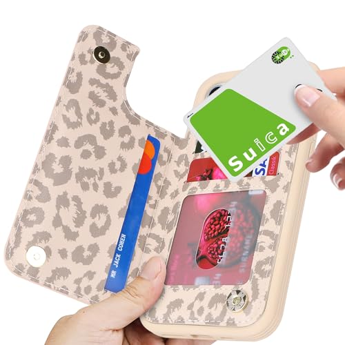 iCoverCase Compatible with iPhone 11 Pro Phone Case with Card Holder, Wallet Case for Women Men RFID Blocking PU Leather Protective Case 5.8 Inch (Beige Leopard) - color: Beige Leopard