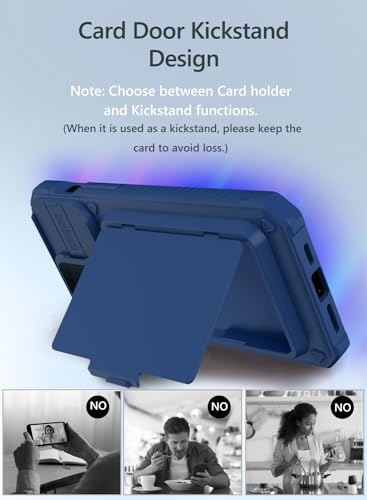 Vihibii for iPhone 15 Pro Max Case Wallet with Card Holder (4 Cards), Blue | Slide Camera Cover, Kickstand, Military Grade Drop Protection, Rugged Hard Back, Silicone Edge Wallet Phone Case, 2023, Blue - color: Blue, size: iPhone 15 Pro Max