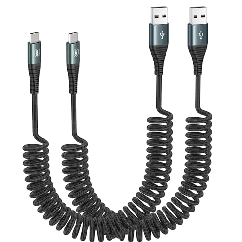 JUKEKUL 66W Braided Coiled USB A to USB C Fast Charging Cable 3FT (2Pack)