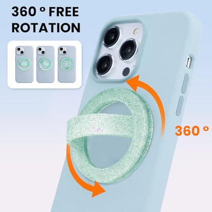 Magnetic Silicone Ring Grip Phone Holder, Phone Loop, Magsafe Phone Grip - color: Green Sparkle