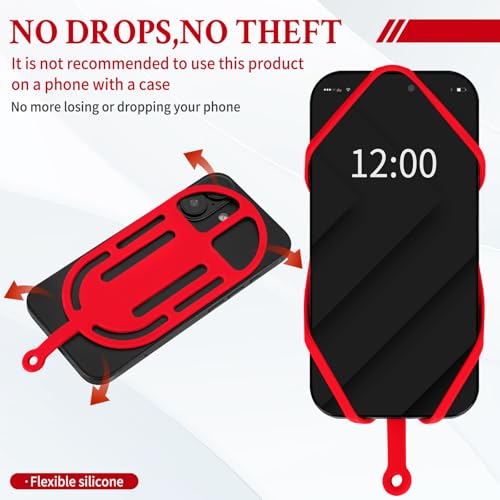HOTEMIA Silicone Phone Lanyard Holder with Carabiner, Universal Phone Strap,Anti-Theft Phone Case with retractable tether - color: Red