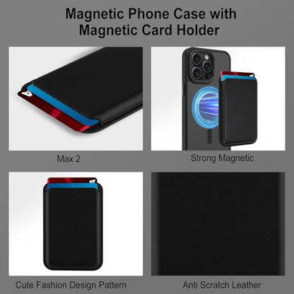 Magnetic Designed for iPhone 15 Pro Max Case 6.7" 2023, Black | [Compatible with Magsafe] [with Wallet & Card Holder] [Military Drop Protection] Slim Translucent Matte Phone Case - color: Black, size: iPhone 15 Pro Max