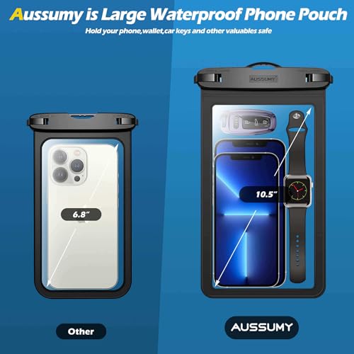 4 Pack 10.5“ Large Waterproof Phone Pouch - Underwater Clear Cell Holder - Universal Water Proof Dry Bag with Neck Lanyard for iPhone 16 Pro Max Samsung Galaxy with Heavy Case for Beach Swimming Pool - color: 4 Green