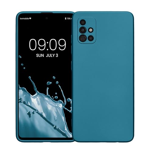 kwmobile Case Compatible with Samsung Galaxy A51 Case -Soft TPU Back Phone Cover - with Metallic Look - Metallic Caribbean Blue - color: Metallic Caribbean Blue, size: Galaxy A51