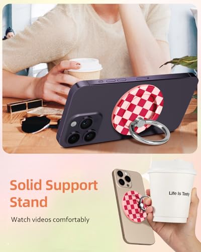 Lotadilo Magnetic Phone Ring Holder, Cute Phone Grip Stand, PK Grid - color: PK Grid