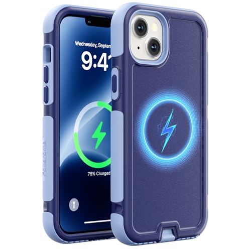 Follaroma for iPhone 14 Case, Compatible with MagSafe, Heavy Duty Shockproof Protective Phone Case, Anti-Drop Protection, Dual Layer Magnetic Phone Cover for iPhone 14, 6.1", Blue-Purple - color: Blue-Purple, size: iPhone 14 6.1''