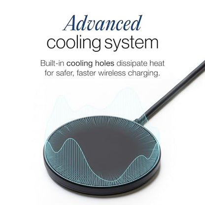 SPOTMINDERS Magnetic Wireless Charger with Stand, 15W Qi Fast Charging Pad for iPhone, AirPods, Samsung, Android & Spotminders Tracking Card, Built-in 1m USB-C Cable, Non-Slip, Cooling, No AC Adapter - size: 1 Pack