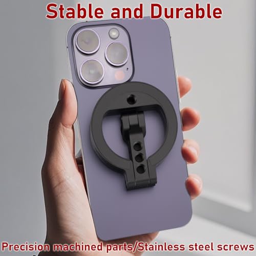 Double Magnetic Ring Phone Holder – Attach to Any Iron Surface | 1/4" Screw Hole | Compatible with iPhone 17/16/15/14/13/12 Pro Max Series & Magnetic Cases (MS-02R)