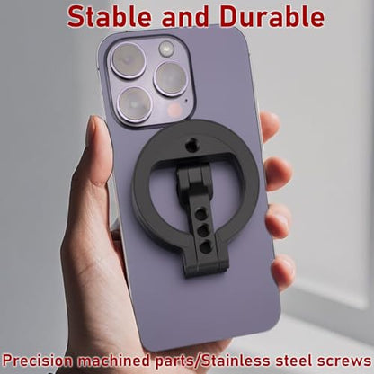 Double Magnetic Ring Phone Holder – Attach to Any Iron Surface | 1/4" Screw Hole | Compatible with iPhone 17/16/15/14/13/12 Pro Max Series & Magnetic Cases (MS-02R)