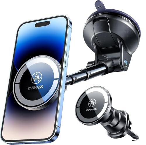 VANMASS for MagSafe Car Holder [Dash+Windshield+Vent] Magnetic Phone Mount