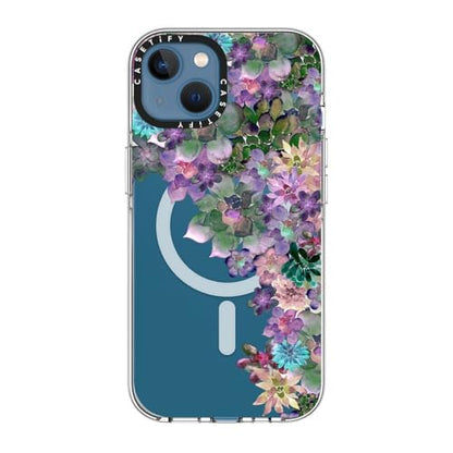 CASETiFY for iPhone 13 Case - Impact Clear Compatible with MagSafe | Not Yellowing | 6.6 ft. 3x Military Grade Drop Protection | MY SUCCULENT GARDEN | Clear - color: MY SUCCULENT GARDEN, size: Iphone 13 (6.1")
