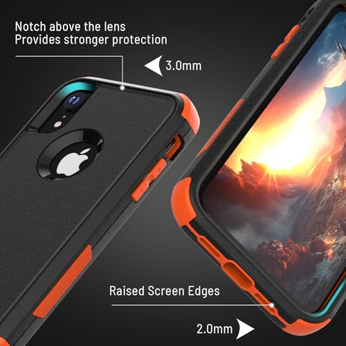 X-belmox for iPhone XR Phone Case [Dropproof] [Shockproof] - Black Orange - color: Black/Orange