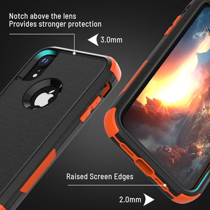 X-belmox for iPhone XR Phone Case [Dropproof] [Shockproof] - Black Orange - color: Black/Orange