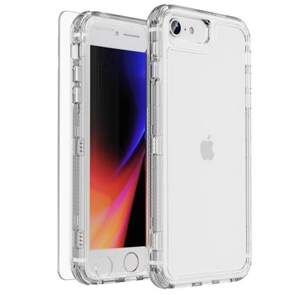 X-belmox Heavy Duty Clear Phone Case for iPhone SE 2022 (3rd Gen) with Screen Protector, 3 in 1 for iPhone SE 2020 Case Acrylic Hard Non-Yellowing, Shockproof Protective iPhone 7/8 Case 4.7" -Clear - color: Clear