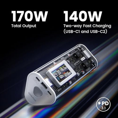 SHARGEEK 170 Power Bank, 140W Portable Charger 24000mAh - color: Alpine white