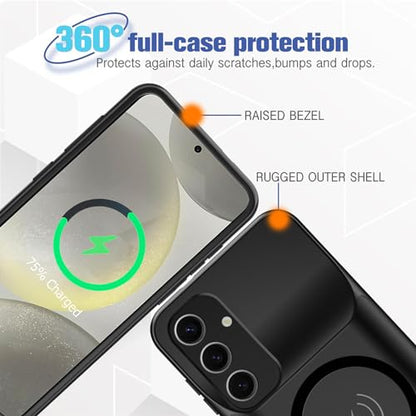 Battery Case for Galaxy S24,[10000mAh] Large Capacity Slim Portable Protective Fast Charging Case Battery Case Compatible with Galaxy S24(6.2inch) Wireless Charging Case with Carplay-Black - size: Galaxy S24