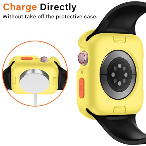 Amizee Rugged Case Compatible with Apple Watch Case Series 9/8/7 41mm SE 3/2/1 Series 6/5/4 40mm, Soft TPU Shockproof Bumper Drop Proof Protective Cover Compatible with iWatch - Yellow - color: Yellow, size: 40mm/41mm