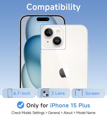 USLAI Case for iPhone 15 Plus, Anti-Yellowing, Crystal Clear Back, Shockproof & Military‑Grade Drop Protection - Transparent - color: Clear, size: iPhone 15 Plus