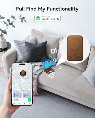 TWZKG for MagSafe Wallet, Works with Apple Find My,5 Card Holder with Stand, Magnetic Phone Wallet for iPhone 17/16/15/14/13/12 Pro Max Plus Air, RFID Blocking Vegan Leather,Coffee - color: Findmy Coffee