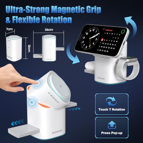 25W 3 in 1 Wireless Charging Station for Apple&Samsung, Desk Night Stand - color: Desert Color