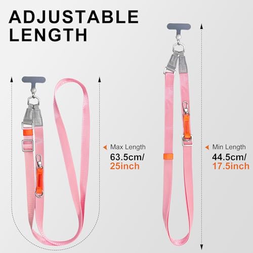 Phone Lanyard Crossbody, Adjustable Ergonomic Shoulder Phone Strap - color: Pink