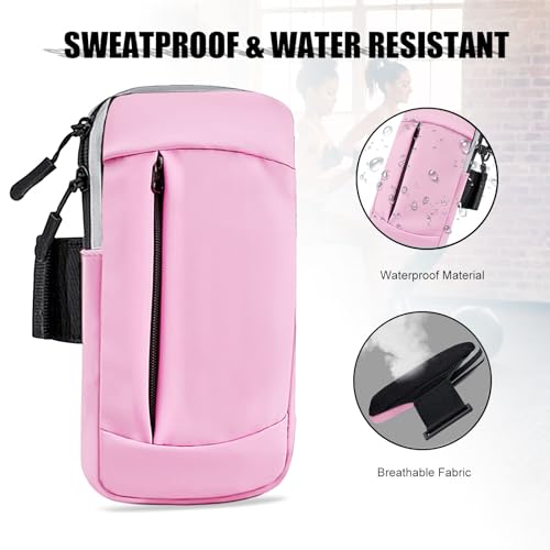 Phone Holder for Running Armband Cell Phone Holder for iPhone Armband 11 12 13 14 15 16e 16 17 Pro Max Xs Xr X 8 Plus Galaxy Ultra S26 Pouch,Exercise Sports Arm Band Sleeve Bag Fit Women Kids - color: 08-Pink