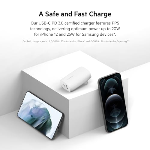 Belkin 37W USB C and USB A Charger Block, USB C to Lightning Cable - style: Dual USB-C & A Port with C-Lightning Cable