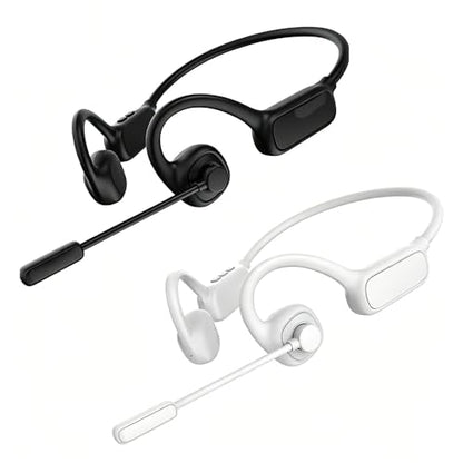 IHAO Air Conduction Open Ear Headphone with 270° Rotating External Mic Bluetooth Wireless Headset Smart ENC Call Noise Canceling Dual Device Pairing Ergonomic Fit for Office Driving Sports-W3 Black - color: Air Conduction with Extend Mic W3 Black