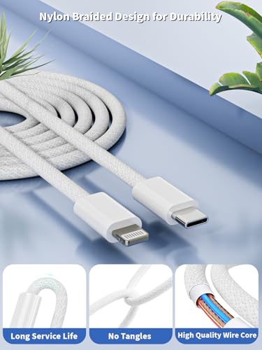 iPhone 14 13 Pro Max Charger Fast Charging,Apple Mfi Certified Fast Charger - color: White 6foot