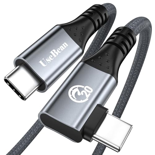 USB C Right Angle Cable 240W 10ft, USB C 3.2 Gen 2X2 20Gbps Data Cable - color: Grey, size: 10ft
