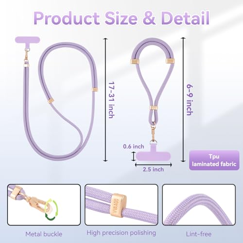 VVAAGG Cell Phone Lanyard for iPhone Crossbody Phone Strap - color: Purple