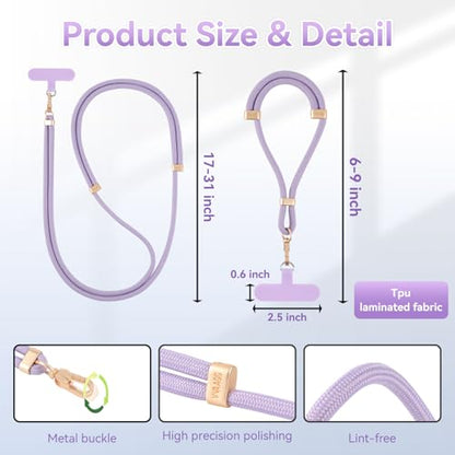VVAAGG Cell Phone Lanyard for iPhone Crossbody Phone Strap - color: Purple