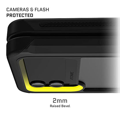 Ghostek Atomic Slim Galaxy Z Flip 4 Case - Clear Back with Black Aluminum Metal Bumper, Shockproof & Dual-Layer Protective Phone Case, Phone Cover Designed for 2022 Samsung Z Flip 4 (6.7") (Black) - color: Black, size: Galaxy Z Flip 4