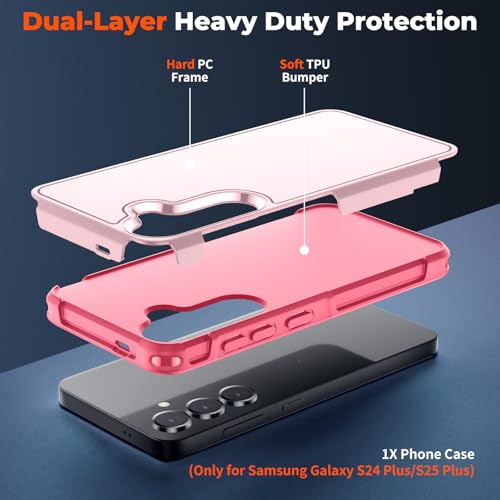 zapica Designed for Samsung Galaxy S25 Plus Case/S24 Plus Case, Light Pink | Military Grade Drop Protection, Dual Layer Structure Design, Heavy Duty Shockproof Non-Slip Phone Cover - color: Light Pink, size: Samsung Galaxy S24 Plus/25 Plus 6.7''