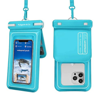 Pulgarin & Co Waterproof Phone Pouch (Blue, Floating Double Pocket Waterproof Pouch) - color: Blue