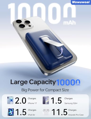 for Magsafe Portable Charger, 10000mAh Wireless Power Bank, Dark Blue - color: Blue