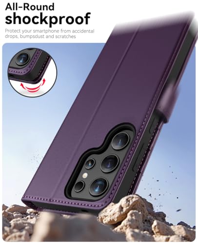 OCASE Compatible with Galaxy S25 Ultra Wallet Case, PU Leather Flip Folio Case with Card Holders RFID Blocking Kickstand [Shockproof TPU Inner Shell] Protective Phone Cover 2025, Dark Purple - color: Dark Purple, size: Samsung Galaxy S25 Ultra